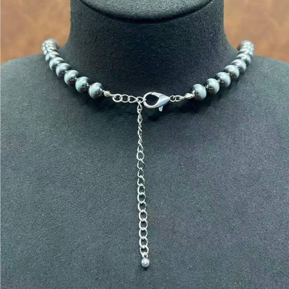 New Southwestern Boho Squash Blossom Naja Pink & Silver Statement Necklace - Picture 4 of 14